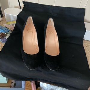 Christian Louboutin black suede heels size 39 kitten heel